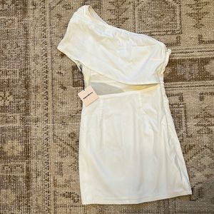 Superdown White One Shoulder Dress